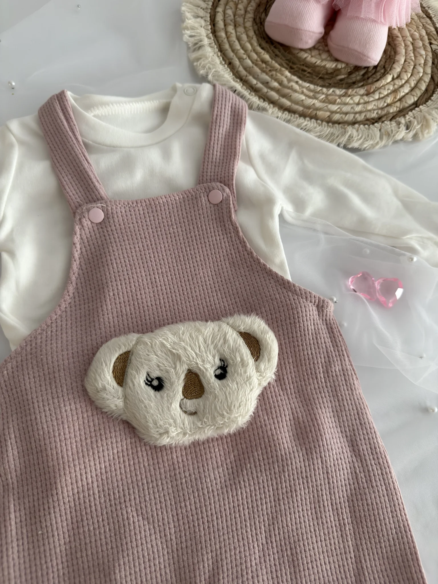 Бебешки комплект 2 части "Cuddly Koala" –Розов и вафлен рипс 3