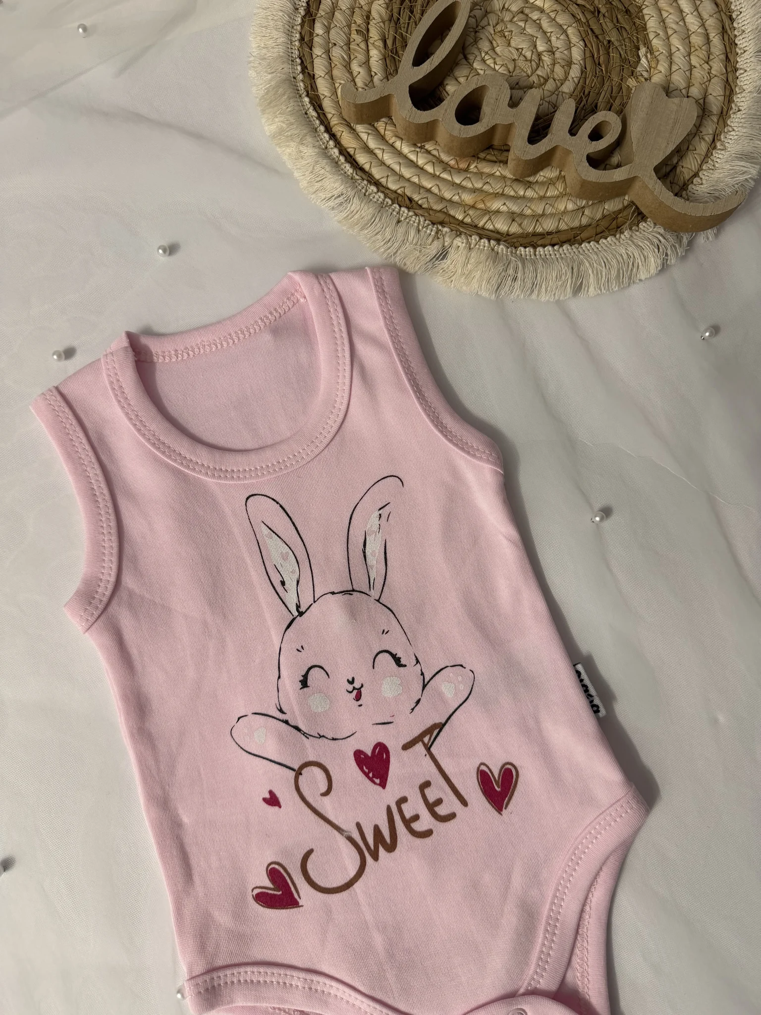 Бебешко памучно боди без ръкав „Sweet Bunny“ 2