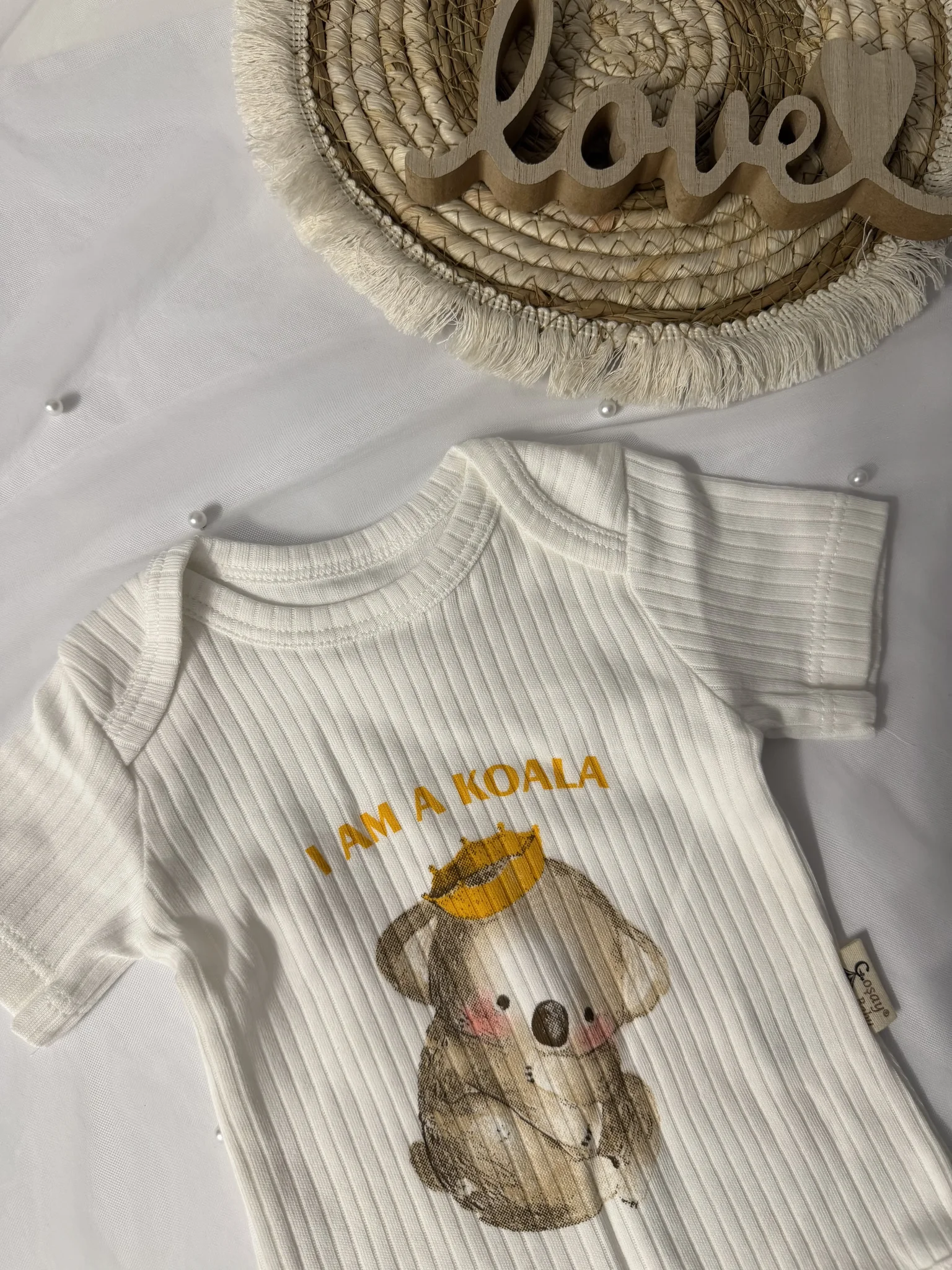 Бебешко рипсено боди с къс ръкав "I am a Koala" 2
