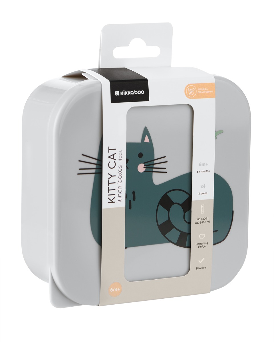 Кутии за храна 4 бр Kitty Cat Grey