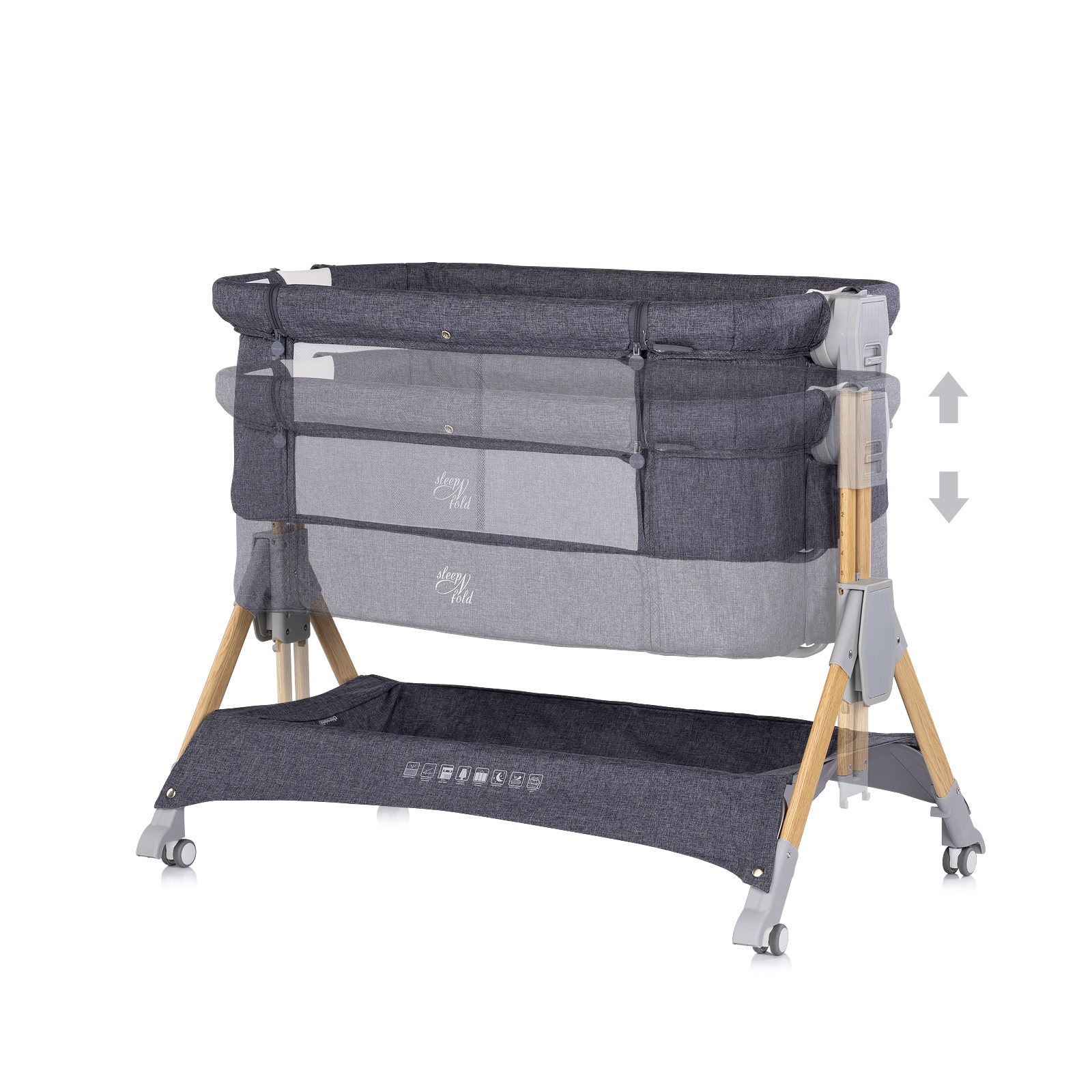 Сгъваема кошарка SleepNFold тъмносиво
