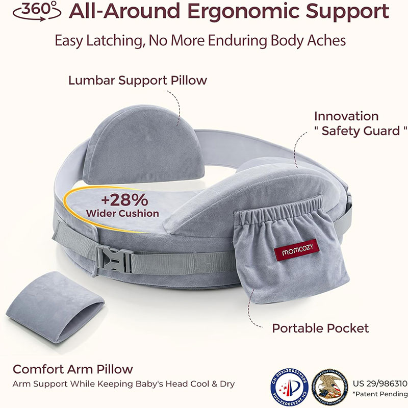 Възглавница за кърмене Momcozy CozyPro, Grey
