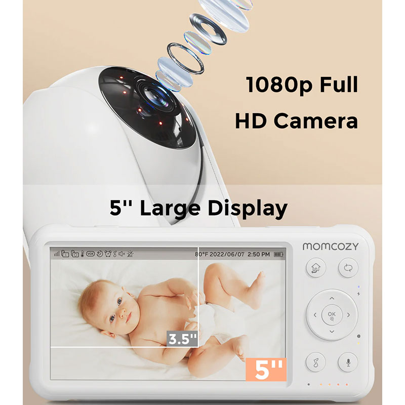 Бебефон с камера Momcozy 5" 1080P Full HD, BM01